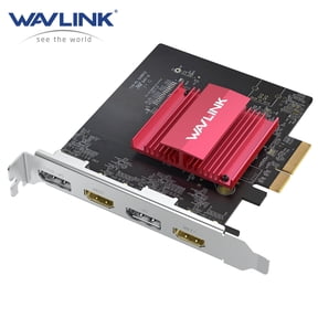 WAVLINK 4K/8K Computer PCIe 3.0 Video Card, PCIe to Quad 4K/Dual DP 8K Graphics Card with 2HDMI+2DP Ports for Windows 11/10 & Ubuntu