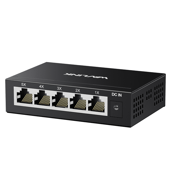 WAVLINK 5 Port Gigabit Ethernet Switch, 10Gbps Unmanagement Network Switch, Wall Mount & Desktop Ethernet Splitter, Fanless Quiet, Metal Case