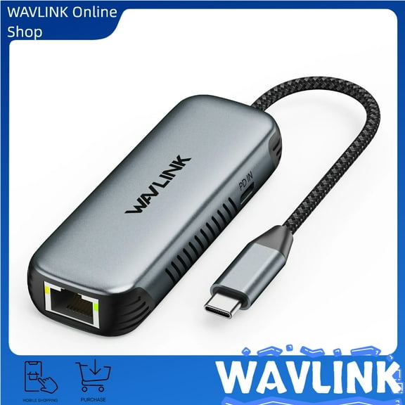 WAVLINK 5Gbps USB C to Ethernet Adapter, 5000Mbps USB-C to RJ45 Network Converter with 95W Charging Port, Aluminum Case for Windows, Mac OS, iPad OS and More, RTL8157 Chipset