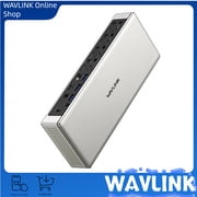 WAVLINK DisplayLink Docking Station Quad Monitors 5K 4K@60Hz, 19-In-1 USB C/USB A Laptop Dock for M1 M2 Mac & Windows Laptops with 4 HDMI, 4 DP, 2.5G RJ45, 180W AC Power Supply, 10Gbps Data Transfer