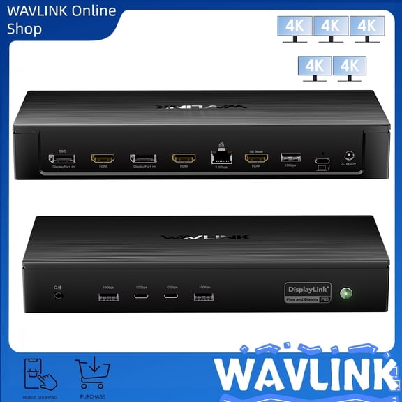 WAVLINK DisplayLink7400 Universal Docking Station, Dual 8K/Quintuple 4K Laptop Dock for Mac Neo & Windows, 13 In 1 with 100W Charging, 3 HDMI, 2 DP, 2.5G RJ45