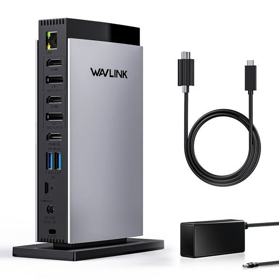 WAVLINK Docking Station, Triple monitors 4K USB Laptop Dock for Mac & Windows, HDMI/DP/RJ45 SD/TF