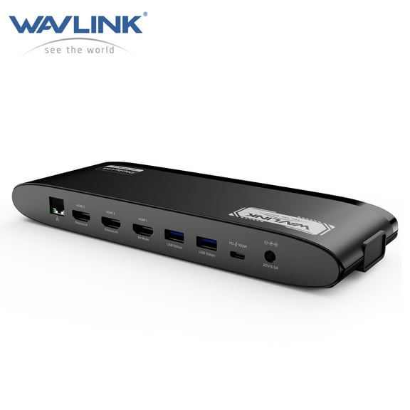 WAVLINK Dual 2K + 4K DisplayLink USB Dock Station, 13-in-1 Laptop Dock with 100W Charging, 3 HDMI, 5 USB Ports, Ethernet, SD/TF for Mac M1/M2/M3/M4 & Windows
