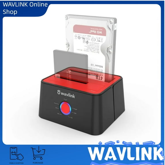 WAVLINK Dual Bay Hard Drive Docking Station, USB 3.0 to SATA I/II/III for 2.5/3.5inch HDD/SSD with Hard Drive Duplicator/Offline Clone Function/1 USB A to