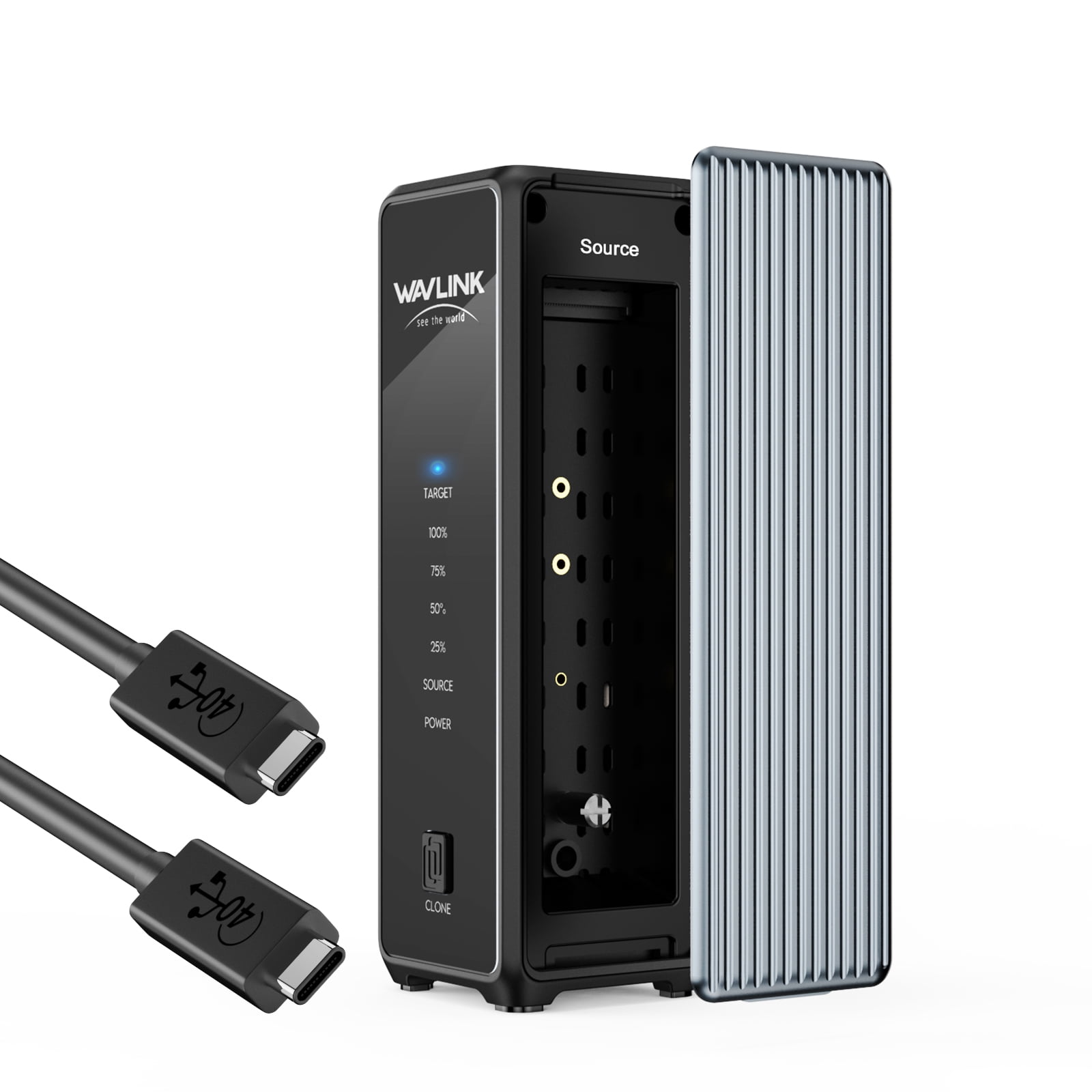 WAVLINK Dual M.2 NVMe SSD Enclosure, 40Gbps USB4 Hard Drive Case