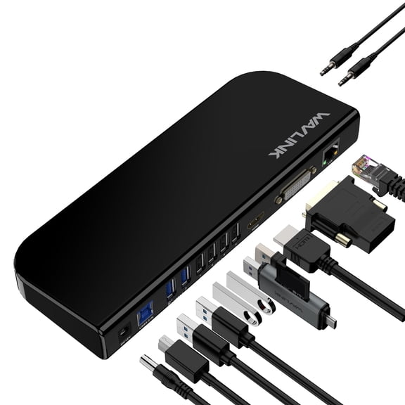 WAVLINK Laptop Dock Station, USB Dock for Mac/ Windows with HDMI & DVI/VGA/HDMI, Gigabit Ethernet Compatible with MacBook Neo