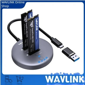WAVLINK M.2 NVMe SSD Cloner Dock, 10Gbps Dual-Bay NVMe to USB-C/A Enclosure, Supports Offline Clone, UASP, Design for M-Key or M+B Key SSDs in Size 2230/2242/2260/2280/22110, SSD Not Include