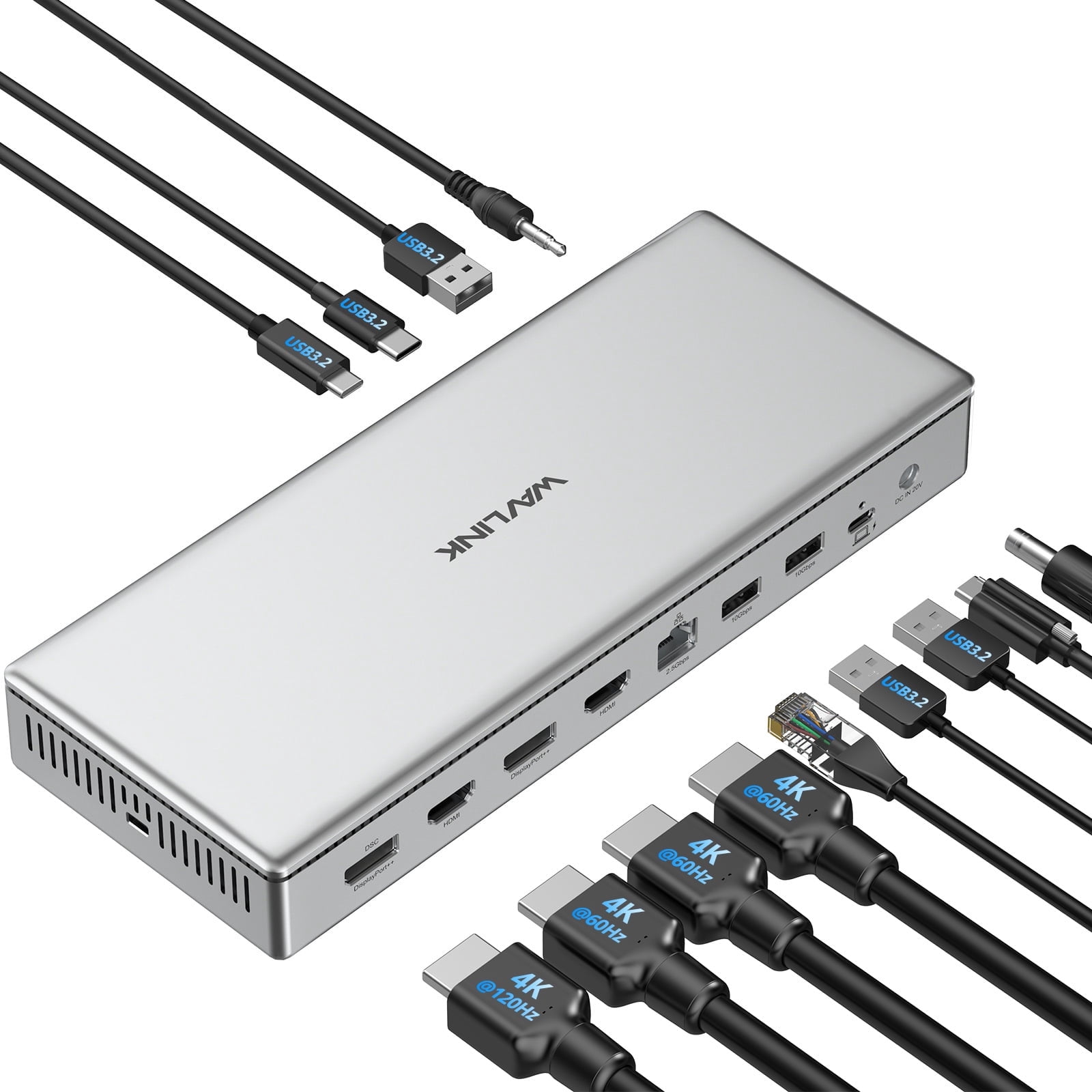 WAVLINK Quad 4K Display Laptop Dock, 2xDisplayPort(1.4) & 2xHDMI2.0, Compatible with MacBook Neo 13-in-1 USB-C Docking Station with 100W Charging, 2.5G Ethernet port for M1/M2/M3 Mac & Windows