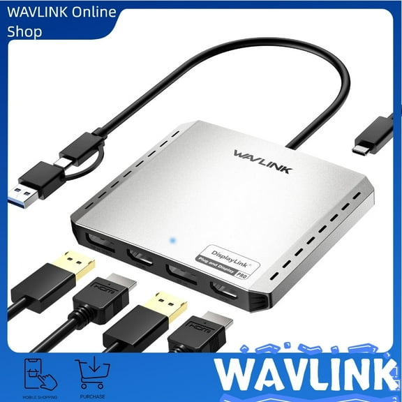 Quanlity100 WL-UG7501DH 4-Ports USB 3.0 Hub with Upstream Charging, Multiple Monitors, New