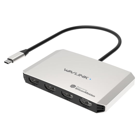 WAVLINK Quad HDMI USB Adapter, USB-C to Quad 4K HDMI Adapter with 130W Charging, Compatible with New MacBook Neo Windows, macOS, Chrome OS, Linux, Harmony & Android