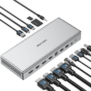 WAVLINK Single 10K@60Hz USB C DisplayLink Docking Station, DisplayPort & HDMI, Dual 8K@60Hz, Quad 4K for MacBook Neo, Mac & Windows, 15-in-1 Laptop Dock with 100W Charging, 2.5G LAN, USB-CPD 30W