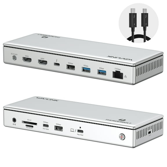 WAVLINK Thunderbolt 4 Docking Station, Single 8K, Triple 4K Display, 13 In 1 Laptop Dock for TBT 4/3 Mac & TBT 4 Windows PC, 40 Gbps with Max 96W Charging for Laptop with 2.5G RJ45
