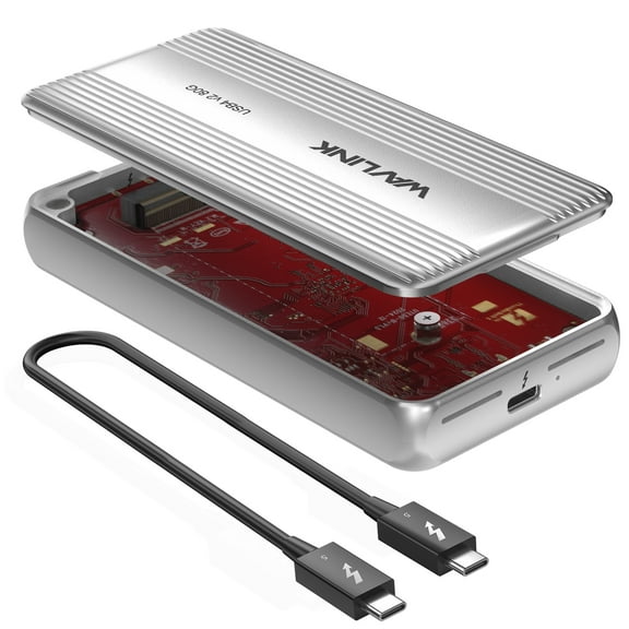 WAVLINK Thunderbolt 5/4 SSD Enclosure 80Gbps for USB4 V2 PCle Gen4 NVMe SSD Case, Support 6000MB/s Read & 5000MB/s Write Speed, Cooling Fan, Compatible with M4/M3/M2 Mac Laptops