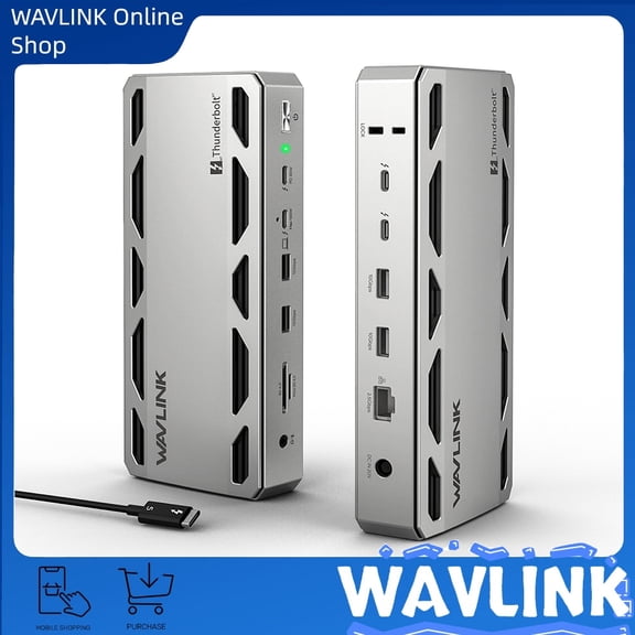 WAVLINK Thunderbolt 5 Dock 12-in-1 Triple Display, 120Gbps, 140W PD, 6K/8K, 3xTB5 USB C, 10Gbps, for Mac/Windows USB4 PC
