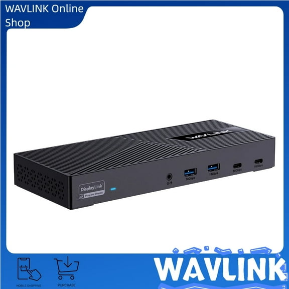 WAVLINK UG63PD25 USB-C Triple Display Laptop Docking Station, Retail Packaging with Accessories, Black, 1 Count, 1 Pack