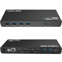 WAVLINK USB 3.0 Universal Laptop Docking Station,USB C to 5K/ Dual 4K @60Hz Video Outputs Dual Monitor for Windows and Mac,(2 HDMI & 2 DP, Gigabit Ethernet, 6 USB 3.0,Audio )