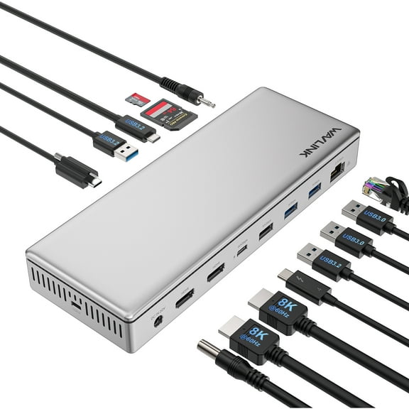 WAVLINK USB 4 Laptop Docking Station, 96W PD, Single 8K or Triple 4K Display for MacBook Pro/Air Thunderbolt 4/3, USB-C/USB 4 Windows(USB 4, 2 HDMI, 5 USB, 2.5GbE, SD/TF, Audio)