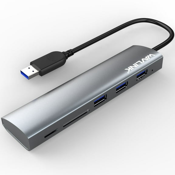 WAVLINK USB Adapter, Up to 5Gbps USB 3.0 Hub with SD/TF Card Reader for Mac/Window/Linux - 3-Port