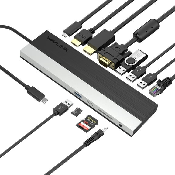 WAVLINK USB C 12-in-1 Hub/ Docking Station,  Triple Display Type-C Adapter with HDMI for Windows / Mac and more
