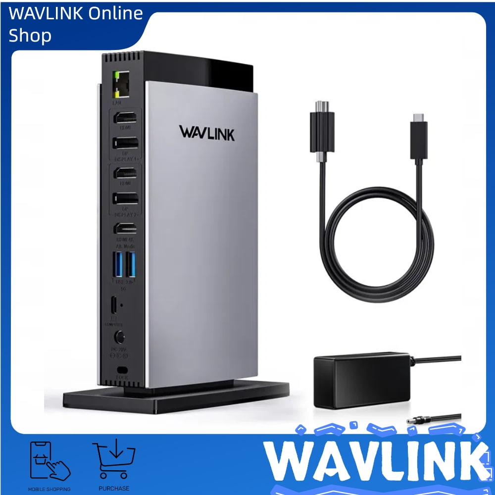 コンピューターアクセサリー WAVLINK Type c 20-in-1ドッキングステーション/クワッド4Kディスプレイ/デュアル5Kディスプレイ/ 最大5K5120 WAVLINK USB-C垂直アルミニウムULTRA HD 5Kユニバーサルドック、HD