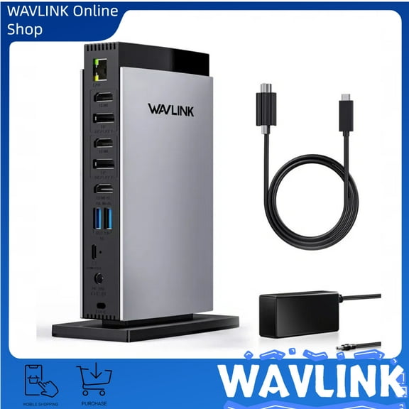 WAVLINK USB C Docking Station with 3 HDMI, 15 in 1 Laptop Dock Triple Monitor 4K+Dual 2K, 100W Charging for M1 M2 M3 Mac and Windows