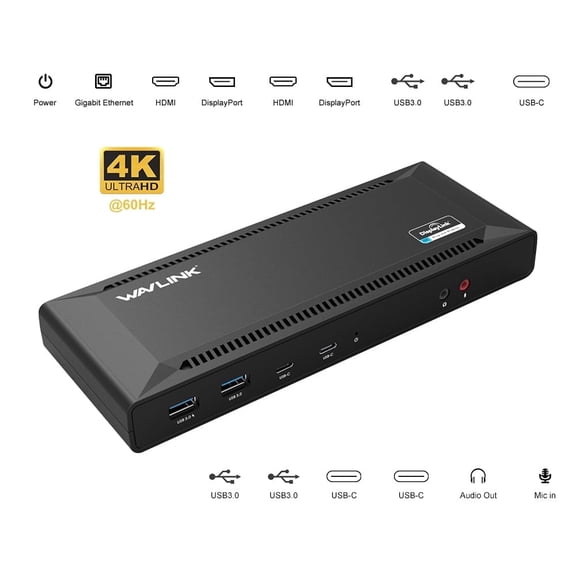 WAVLINK USB-C Dual 4K Laptop Docking Station with 100W Power Adapter for New MacBook Neo