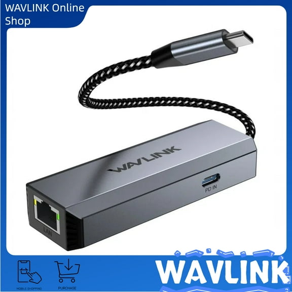 WAVLINK USB C to Ethernet Adapter 5Gbps with 95W PD, Driver-free RJ45 Gigabit LAN Ethernet Network Adapter for Laptops, Computers, Thunderbolt 5/4/3 Compatible