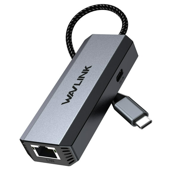 WAVLINK USB C to Ethernet Adapter 5Gbps, Network Adapter with 95W PD, RJ45 Gigabit LAN Ethernet USB Adapter for Laptops