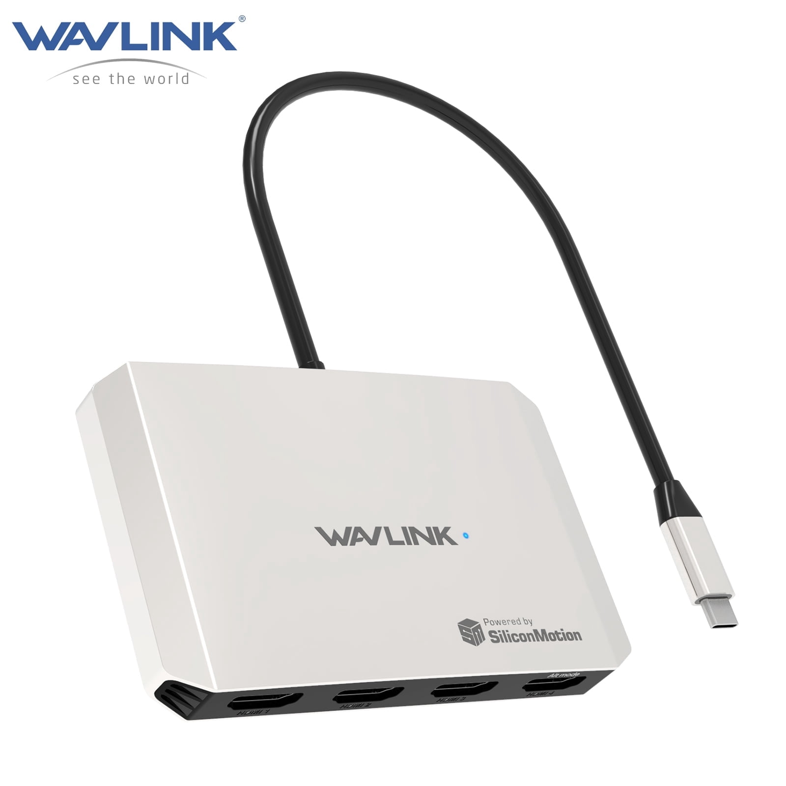 WAVLINK USB-C to Quad HDMI Adapter, 4K USB-C Adapter, Support PD In 140W Out 130W, Compatible with MacBook Neo Windows, macOS, Chrome OS, Linux and Android