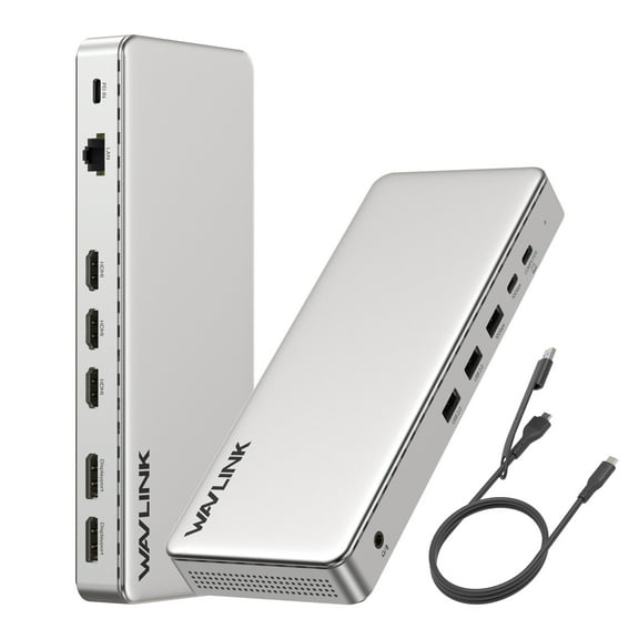 WAVLINK USB Dock Station, Triple Display Laptop Dock with 85W Charging, 4K@60Hz 3*HDMI+2*DisplayPort for Laptops