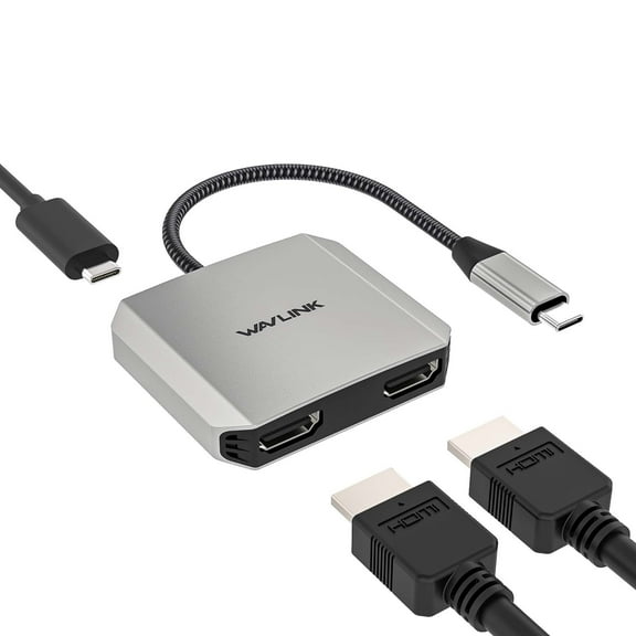 WAVLINK USB HUB 4K@60Hz Dual HDMI USB Adapter with 87W charging for MacBook/Dell/HP/Lenovo | Laptops
