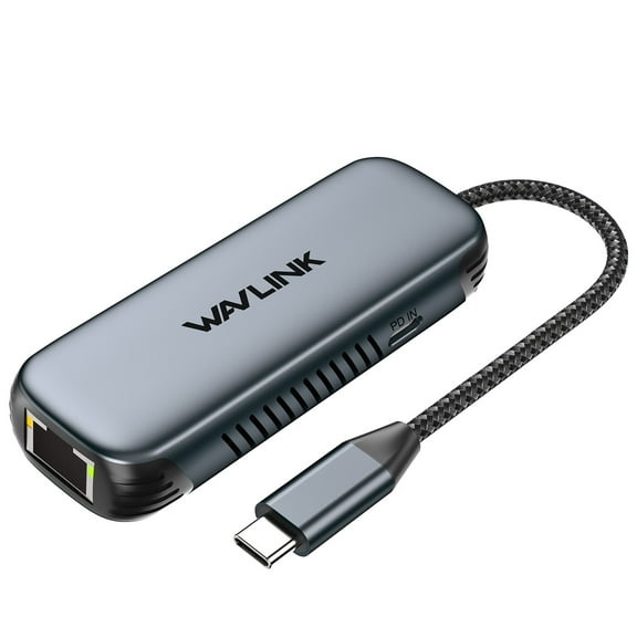 WAVLINK USB Network Adapter, 2.5Gbps RJ45 to USB-C Ethernet Adapter with 95W Charging, Compatible with Windows/Mac OS/iOS/Linux/Chrome OS