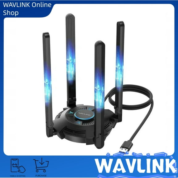 WAVLINK USB WiFi Adapter for PC, AX5400 Tri-band 2.4/5/6GHz Wireless Network Adapter , Supports Windows 10/11