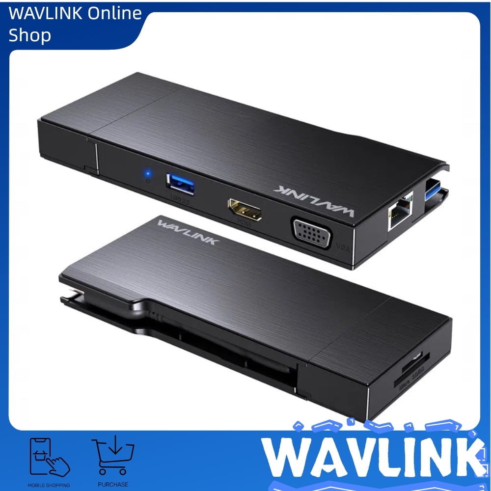 Mini Displaylink WAVLINK USB3.0 Travel Mini Dock, 9-in-1 Portable DisplayLink Dock ...