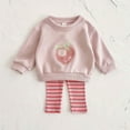 thumbnail image 1 of WAVSUF Baby Long Sleeve Sets 2 Piece Graphic Sweatshirt and Striped Printed Leggings Spring Soft Cute Outfits Pink 6M, 1 of 7