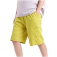 thumbnail image 1 of WAVSUF Baggy Shorts for Boys, Elastic Waist Stretchable Trendy Soft Sun Protection Breathable Shorts Yellow Size 13-14, 1 of 5