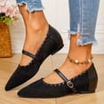 thumbnail image 1 of WAVSUF Ballet Flats For Ladies, Adjustable Straps Soft Sole Pointed Toe Wide Width Shoes Black 7.5, 1 of 9