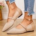 thumbnail image 1 of WAVSUF Ballet Flats For Ladies, Adjustable Straps Pointed Toe Soft Sole Wide Width Shoes Beige 7.5, 1 of 9