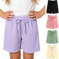 thumbnail image 1 of WAVSUF Bermuda Shorts for Girls, Lightweight Ice Silk Ribbon Elastic Waist Summer Casual Breathable Shorts Yellow 3-4, 1 of 6
