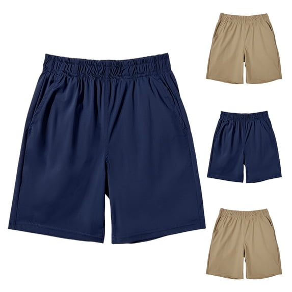 WAVSUF Boys Athletic Shorts Quick Dry with Pockets Elastic Waist Casual Summer Breathable Shorts Khaki Size 12