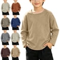 thumbnail image 1 of WAVSUF Boys Cotton Tee Long Sleeve Crew Neck Lightweight Soft Comfort Fall Casual Comfort Undershirt Khaki 10-12, 1 of 9