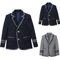 thumbnail image 1 of WAVSUF Boys Girls Button Down Blazers, with Pockets Long Sleeve Loose Fit School Uniform Lapel Blazer Jackets Gray 10-12, 1 of 7