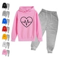 thumbnail image 1 of WAVSUF Boys Girls Hoodie Outfits 2 Piece Long Sleeve Pullover Sweatshirt and Jogger Pants Elastic Waist Fall Comfort Warm Sets Gray 3, 1 of 3