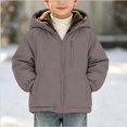 thumbnail image 1 of WAVSUF Boys Hooded Puffer Jacket Long Sleeve Zipper with Pocket Loose Fit Winter Fleece Warm Casual Coat Dark Gray Size 8, 1 of 9
