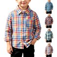 thumbnail image 1 of WAVSUF Boys Long Sleeve Shirt Button Front Collar Neck Soft Comfort Spring School Blouse Multicolor 6, 1 of 10