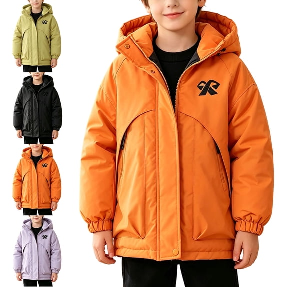 WAVSUF Boys Puffer Jacket, Long Sleeve with Pockets Waterproof Winter Warm Hooded Coat Green 9
