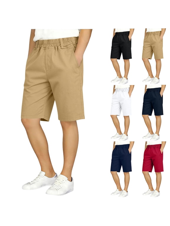 Boys School Uniform Shorts Elastic Waist Casual Lightweight with Pockets Back to School Summer Shorts Blue 8