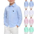 thumbnail image 1 of WAVSUF Boys Shirts Soft Cotton Long Sleeve Spring and Summer School Uniform Casual Button Up Shirts Pink 5, 1 of 8