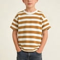 thumbnail image 1 of WAVSUF Boys Short Sleeve T-shirts, Round Neck Lightweight Stripe Graphic Casual Outdoor Running Sports Tee Coffee Size 13-14, 1 of 7