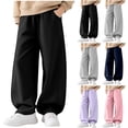 thumbnail image 1 of WAVSUF Boys Sweatpants with Pockets Elastic Waist Loose Fit Spring Summer Casual Pants Navy 10-12, 1 of 10